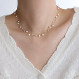 Waterproof Pearl Chain Necklace—18K gold-plated, lightweight