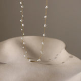 Waterproof Pearl Chain Necklace in 18K Gold-plated Stainless Steel