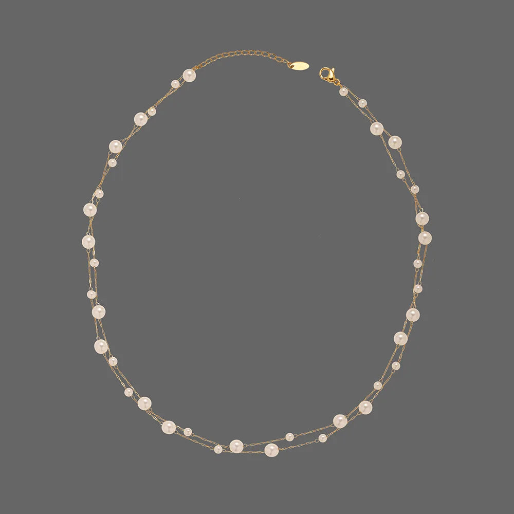 Waterproof Pearl Chain Necklace—18K gold-plated, lightweight