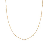 Waterproof Freshwater Pearl and Gold Bead Necklace in 18K Gold-Plated Stainless Steel