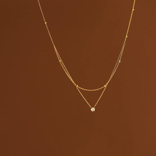 Zircon Pendant Necklace in stainless steel.