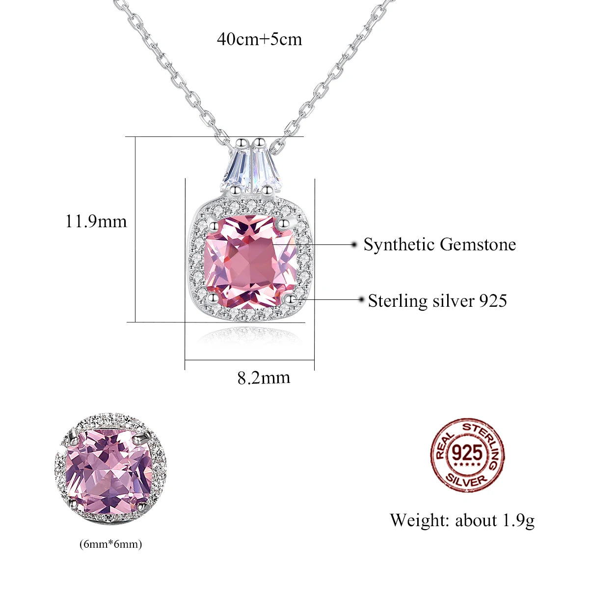 Pink Crystal Pendant Necklace in Sterling Silver - Love's Delicate Whisper