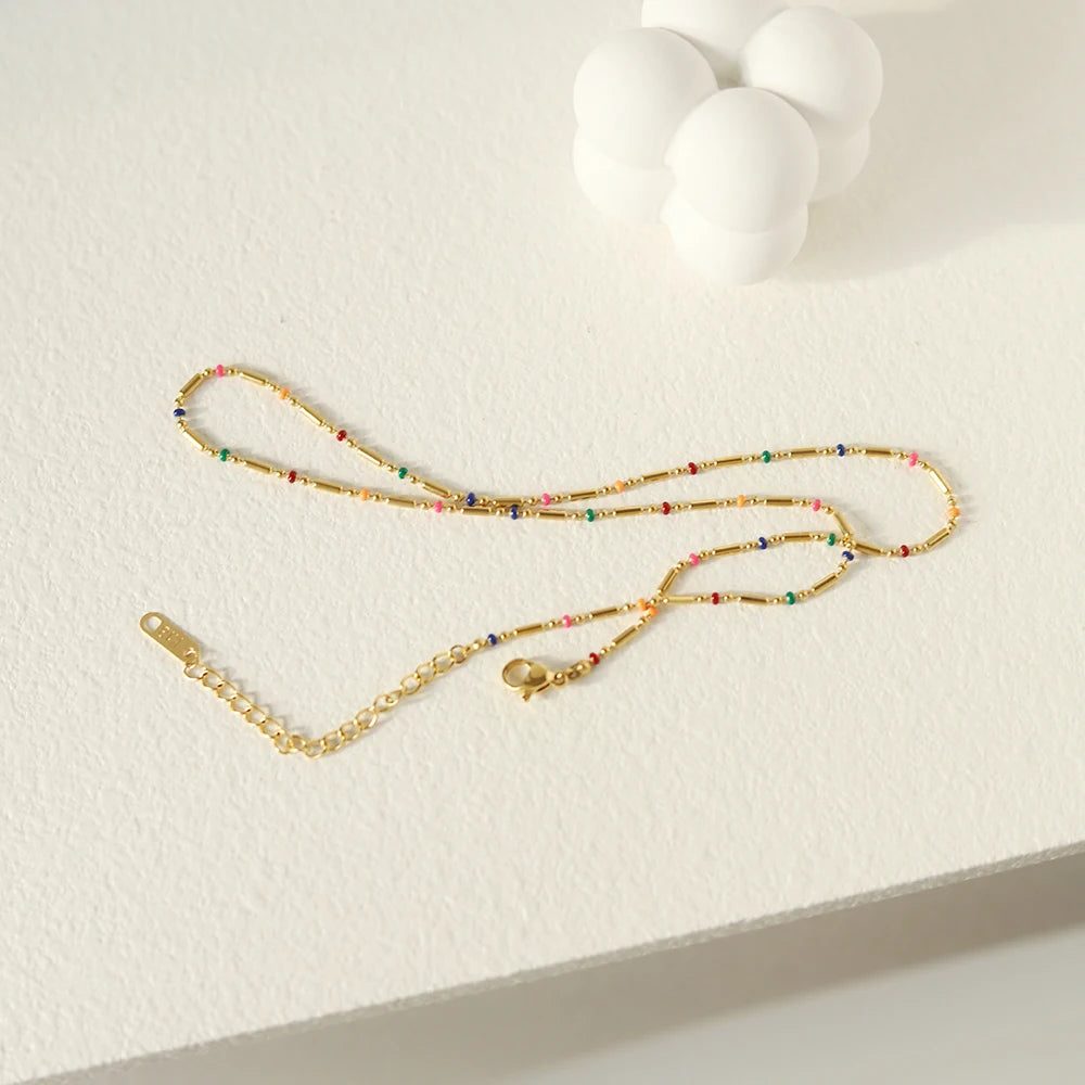 Rainbow Boho Necklace premium titanium steel with a durable 18K gold