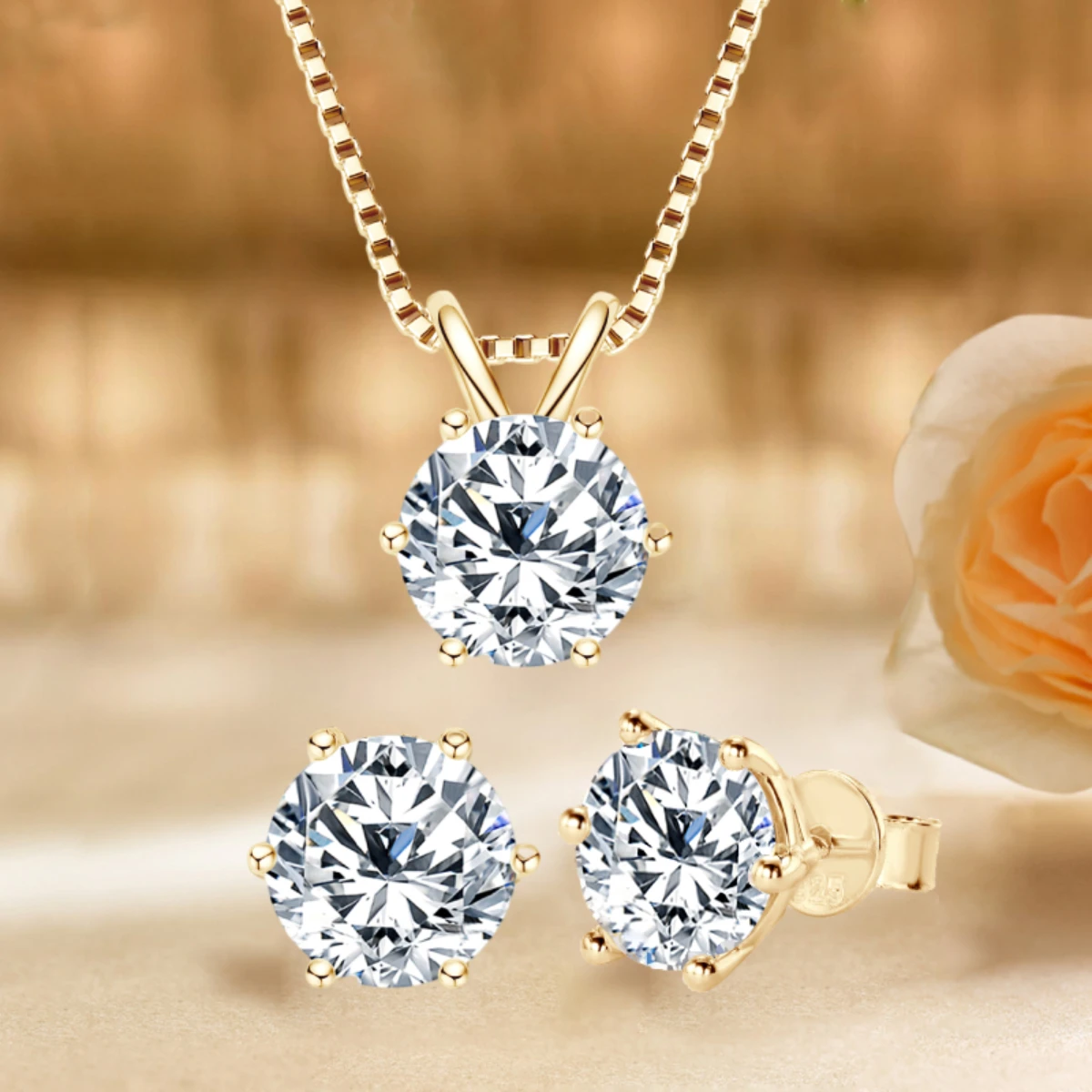 Genuine.moissanite outlet diamond necklace earrings set.