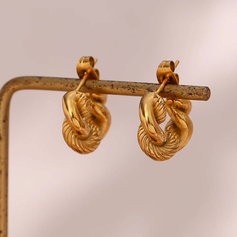 LillyFleur Waterproof Twisted Hoop Earrings - 18K Gold Plated