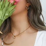 Waterproof Glossy Crystal Hoop Earrings - 18K Gold Plated