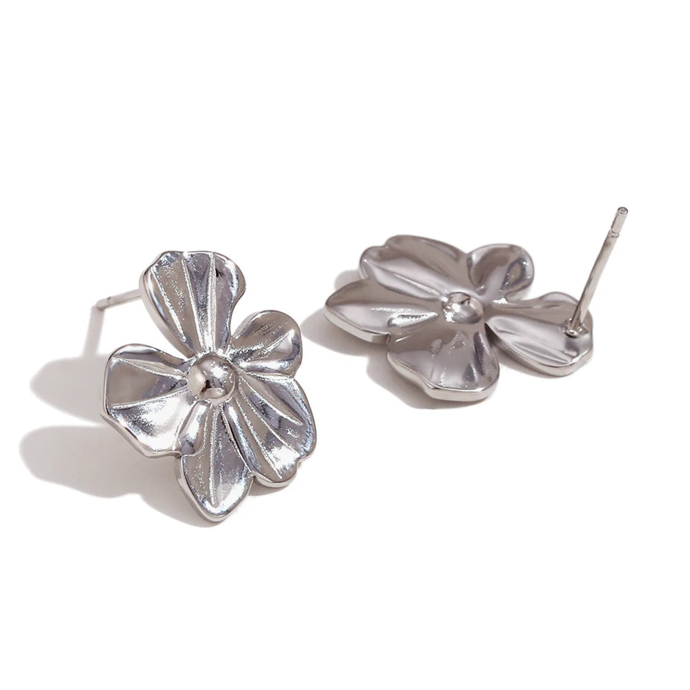 Waterproof Five Petal Flower Earrings - 18K Gold Plated