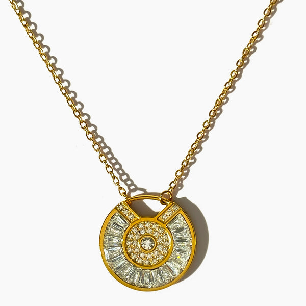 Waterproof Goddess Coin Necklace in 18K Gold-Plated Stainless Steel