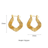 Waterproof Sculpted Wavy Hoop Earrings 23mm - 18K Gold Plated