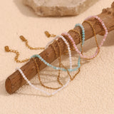 Waterproof Amazonite Double Layer Anklet - 18K Gold Plated