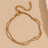 Waterproof Double Layered Snake Chain Anklet - 18K Gold Plated
