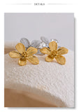 Waterproof Golden Daisy Flower Stud Earrings - 18K Gold Plated