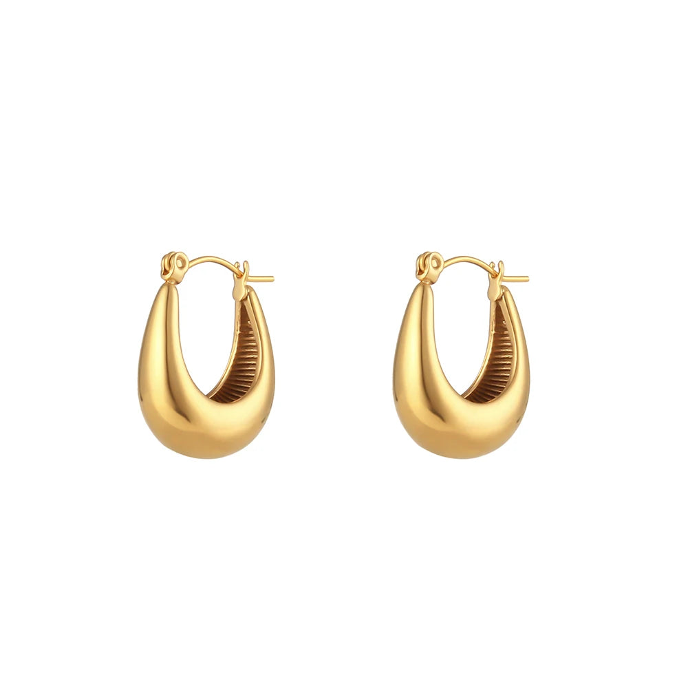 Waterproof U-Shape Hoop Earrings - 18K Gold Plated