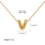 3D Bubble Initial Letter V in 18K Gold-Plated Stainless Steel size 10mmx9mm and chain 50cm+5cm