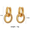 Waterproof Glossy Crystal Hoop Earrings 25mm- 18K Gold Plated