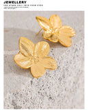 Waterproof Golden Flower Stud Earrings - 18K Gold Plated