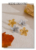 Waterproof Golden Daisy Flower Stud Earrings - 18K Gold Plated