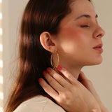 LillyFleur Waterproof Minimalist Gold Bamboo Hoop Earrings - 18K Gold Plated