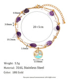 Waterproof Ocean Style Natural Purple Stone Anklet - 18K Gold Plated