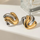 Waterproof Square Stud Earrings Silver and Gold - 18K Gold Plated