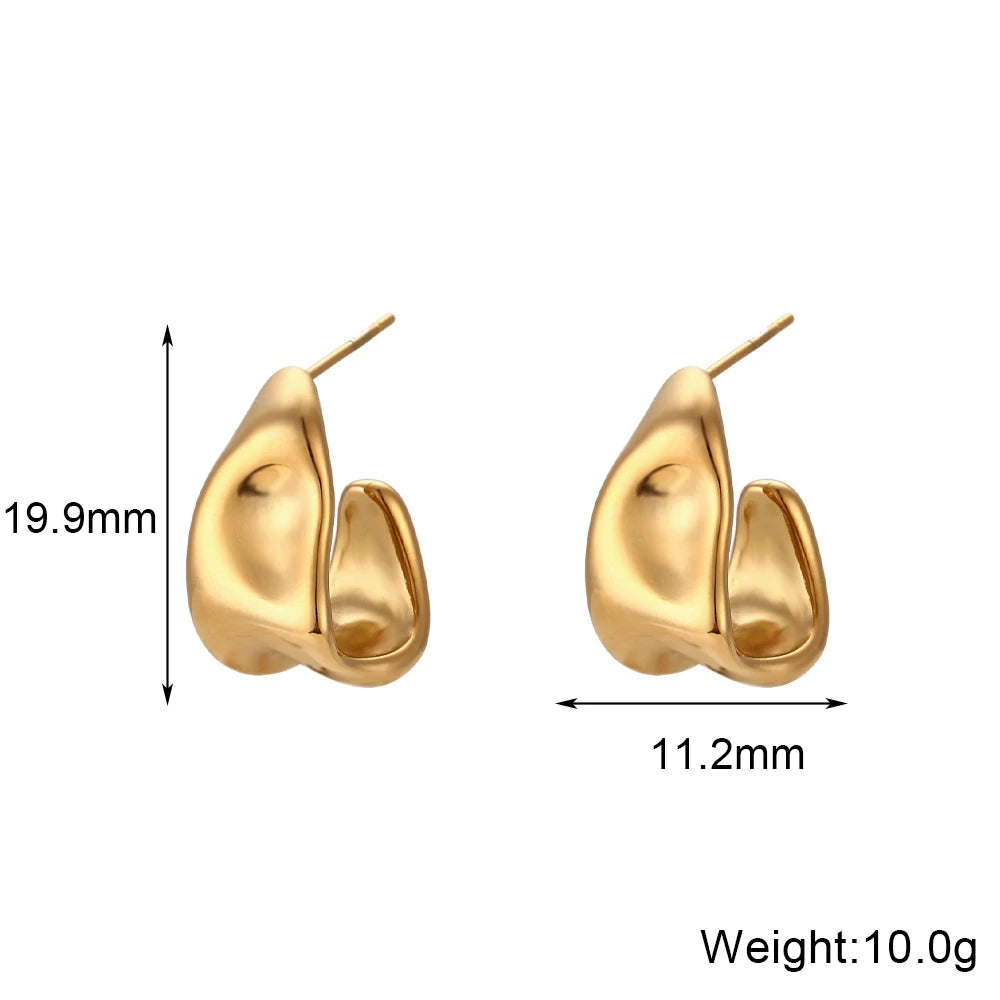 Waterproof Geometric Trapezoid Earrings 19.9x11.2mm- 18K Gold Plated