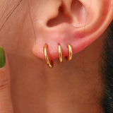 Waterproof Gold Hoop Earrings - 18K Gold Plated - 10mm to 16mm