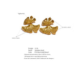 Waterproof Ginkgo Leaf Gold Drop Earrings - 18K Gold Plated