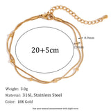 Waterproof Double Layered Snake Chain Anklet - 18K Gold Plated