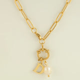 Waterproof Gold Choker with Pearl & Initial Pendant - 18K Gold Plated