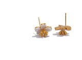Waterproof Natural Shell Flower Stud Earrings - 18K Gold Plated