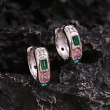 LillyFleur Waterproof Colorful Zircon Hoop Earrings in Silver Color