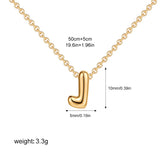 3D Bubble Initial Letter J in 18K Gold-Plated Stainless Steel size 10mmx5mm and chain 50cm+5cm
