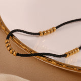 Waterproof Black Rope Anklet - 18K Gold Plated