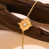 Waterproof North Star Compass Charm Bracelet - 18K Gold Plated