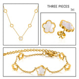 Waterproof Elegant White Shell Flower Jewelry Set