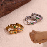 LillyFleur Waterproof Colorful Zircon Hoop Earrings in Gold and Silver Color Options