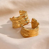 Waterproof Wide Hoop Earrings - 18K Gold