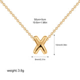 3D Bubble Initial Letter X in 18K Gold-Plated Stainless Steel size 10mmx8mm and chain 50cm+5cm