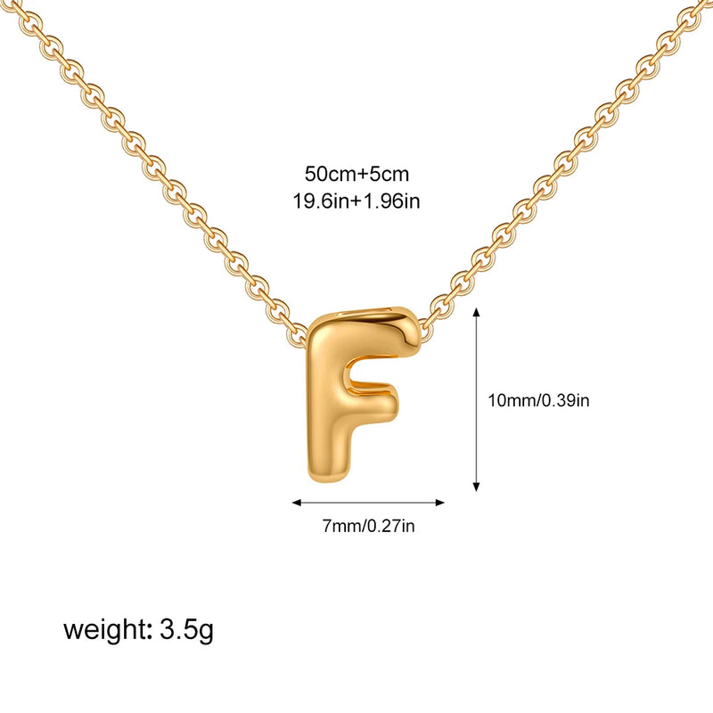 3D Bubble Initial Letter 
F in 18K Gold-Plated Stainless Steel size 10mmx7mm and chain 50cm+5cm