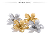 Waterproof Golden Daisy Flower Stud Earrings - 18K Gold Plated