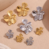 Waterproof Five Petal Flower Earrings in Gold and Silver Color Options - 18K Gold Plated