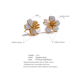 Waterproof Natural Shell Flower Stud Earrings - 18K Gold Plated