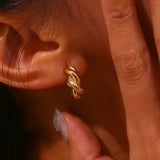 LillyFleur Waterproof Twisted Hoop Earrings - 18K Gold Plated
