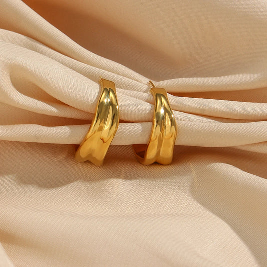 Waterproof Classic Gold Hoop Earrings - 18K Gold Plated