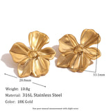 Waterproof Five Petal Flower Earrings 33mm - 18K Gold Plated