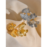 Waterproof Ginkgo Leaf Gold Drop Earrings - 18K Gold Plated