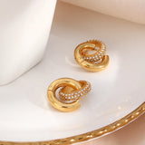 Waterproof Glossy Crystal Hoop Earrings - 18K Gold Plated
