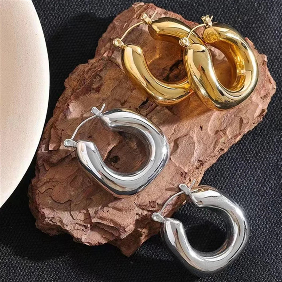 Waterproof U Shape Earrings in Silver and Gold options