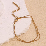 Waterproof Double Layered Snake Chain Anklet - 18K Gold Plated
