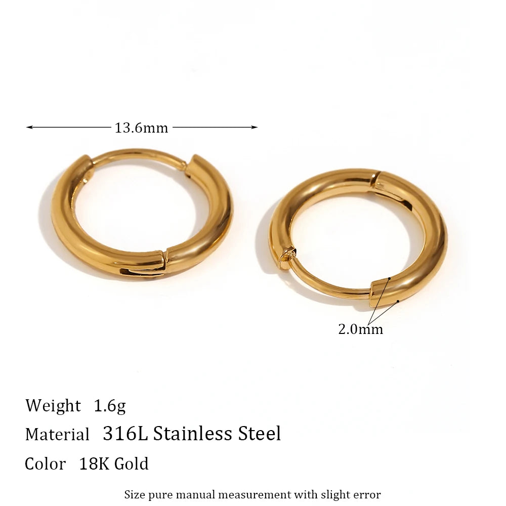 Waterproof Gold Hoop Earrings - 18K Gold Plated - 14mm